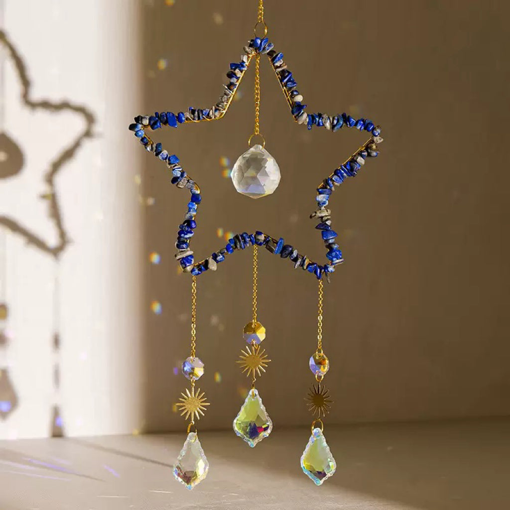 Pentagram Clear Quartz Crystal Wind Chime – Healing Energy and Protection