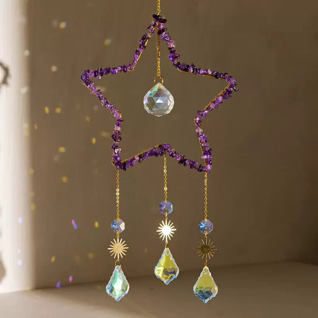 Pentagram Clear Quartz Crystal Wind Chime – Healing Energy and Protection