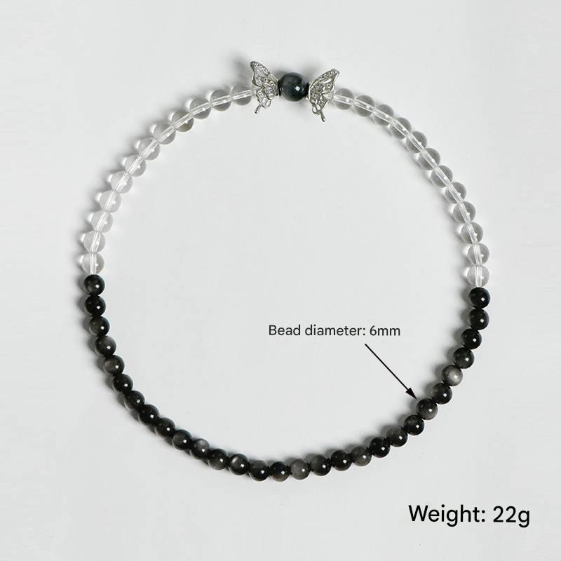 clear quartz bead butterfly bracelet