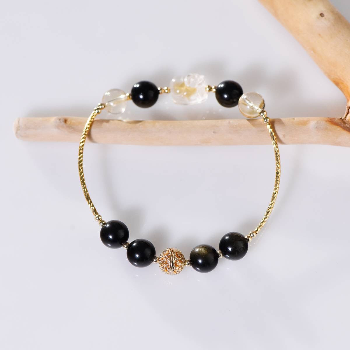 Feng Shui Obsidian Bracelet – Protective Gold Obsidian Energy for Balance