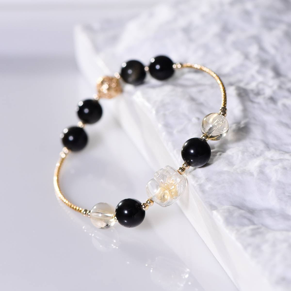 Feng Shui Obsidian Bracelet – Protective Gold Obsidian Energy for Balance