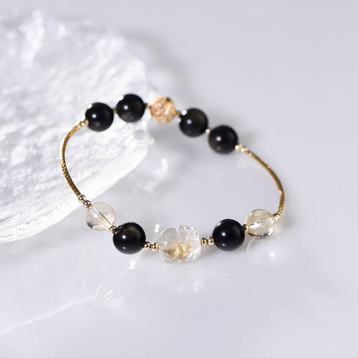 Feng Shui Obsidian Bracelet – Protective Gold Obsidian Energy for Balance