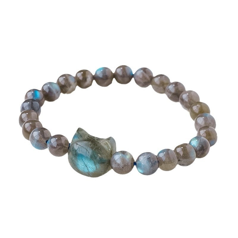 Faceless Cat Labradorite Bead Bracelet – Empower Your Spirit with Mystical Protection