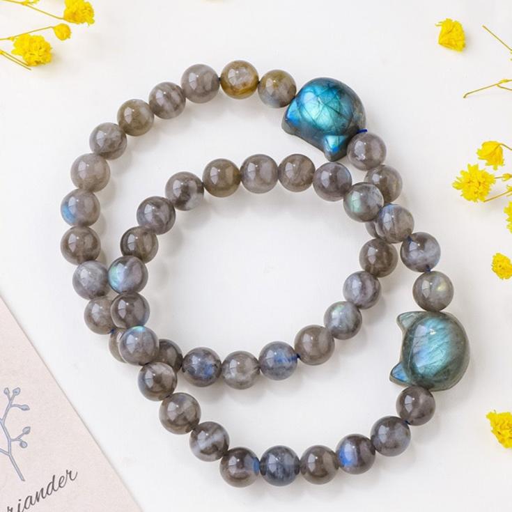 Faceless Cat Labradorite Bead Bracelet – Empower Your Spirit with Mystical Protection