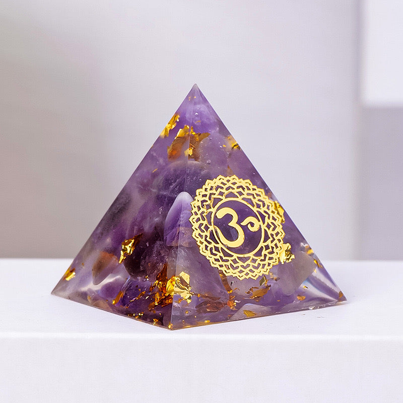 Amethyst Healing Orgonite Pyramid – Transform Your Energy, Elevate Your Space