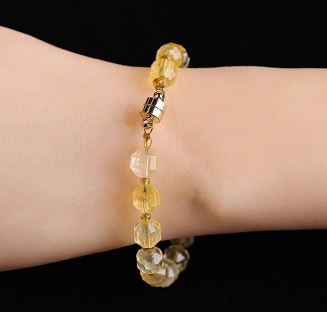 Citrine Bead Magnetic Clasp Bracelet Women's – Embrace Positivity and Abundance