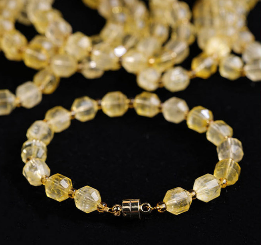 Citrine Bead Magnetic Clasp Bracelet Women's – Embrace Positivity and Abundance