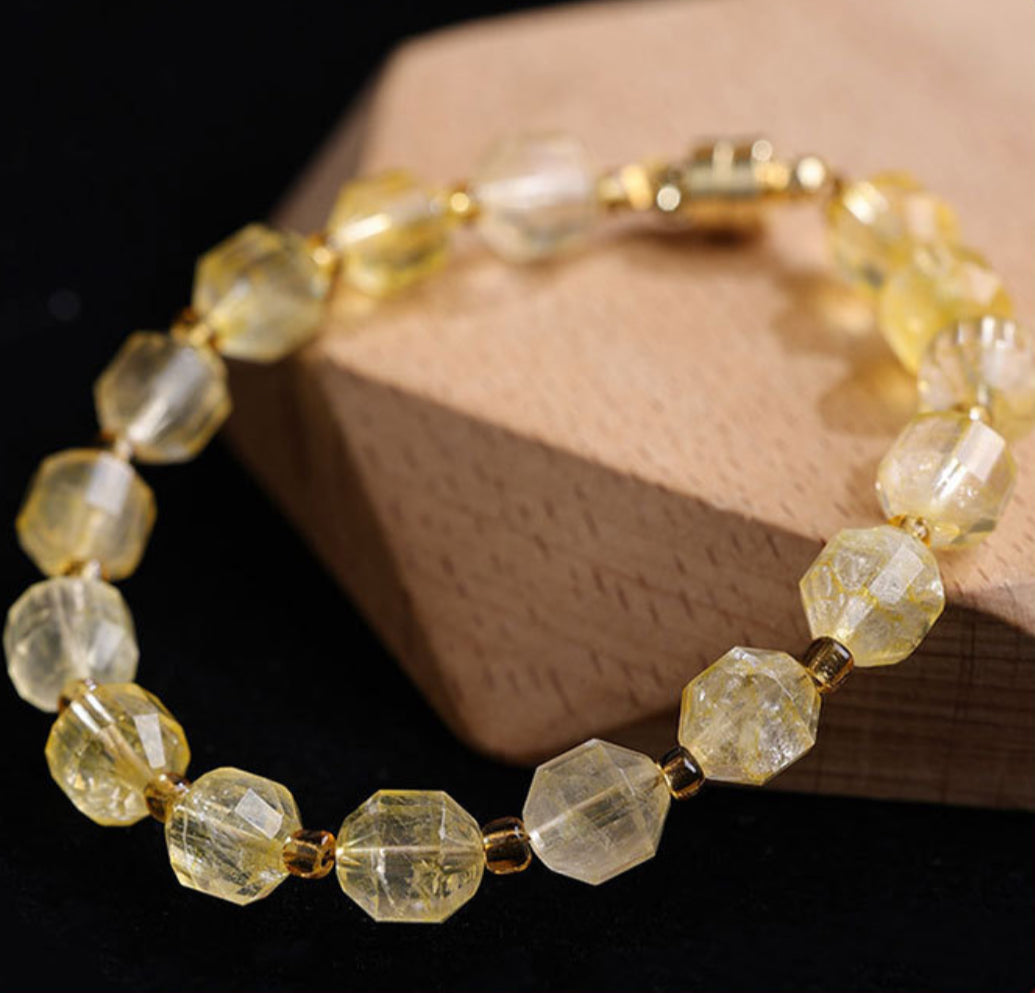 Citrine Bead Magnetic Clasp Bracelet Women's – Embrace Positivity and Abundance