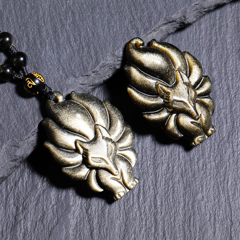 Obsidian Fox Pendant