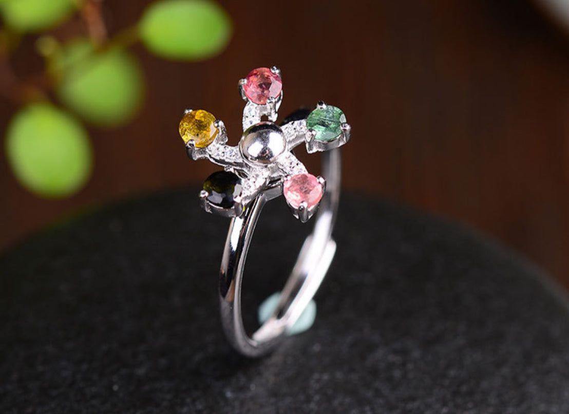 Tourmaline colorful ring