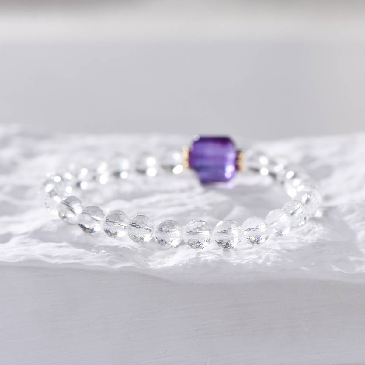 amethyst and clear quartz bracelet