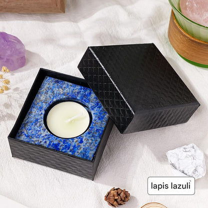 Natural Lapis Lazuli Stone Candle Holder for Peace and Elegance