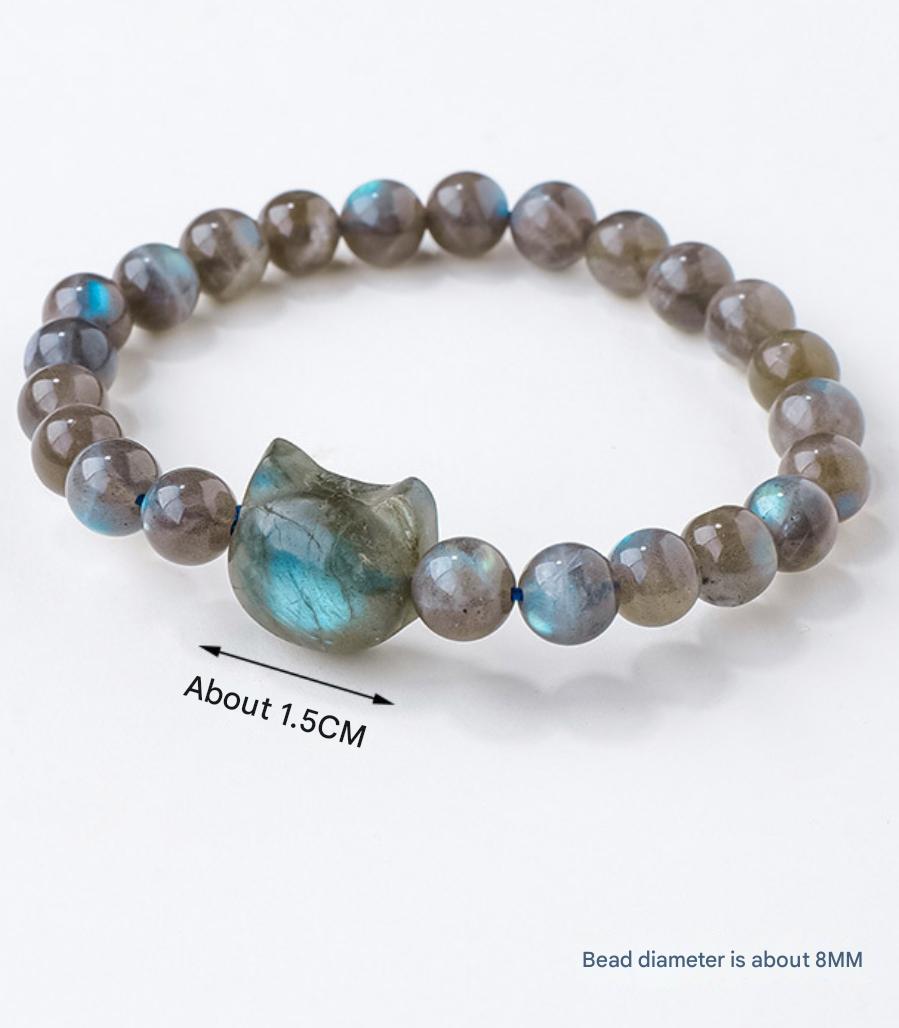 Faceless Cat Labradorite Bead Bracelet – Empower Your Spirit with Mystical Protection