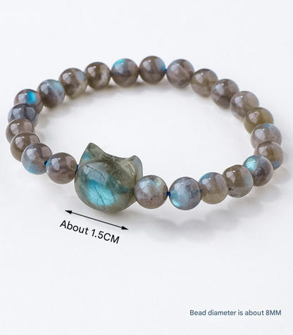 Faceless Cat Labradorite Bead Bracelet – Empower Your Spirit with Mystical Protection