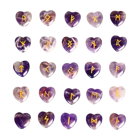 Set of 25 Enchanting Heart-Shaped Stones - Unique Rune Crystal Stones