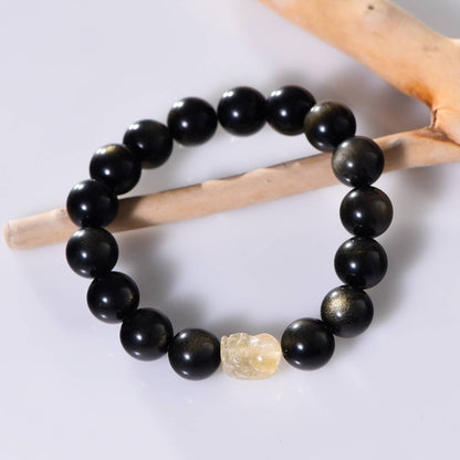 Feng Shui Obsidian Bracelet – Protective Gold Obsidian Energy for Balance