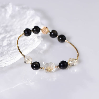 Feng Shui Obsidian Bracelet – Protective Gold Obsidian Energy for Balance