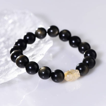 Feng Shui Obsidian Bracelet – Protective Gold Obsidian Energy for Balance