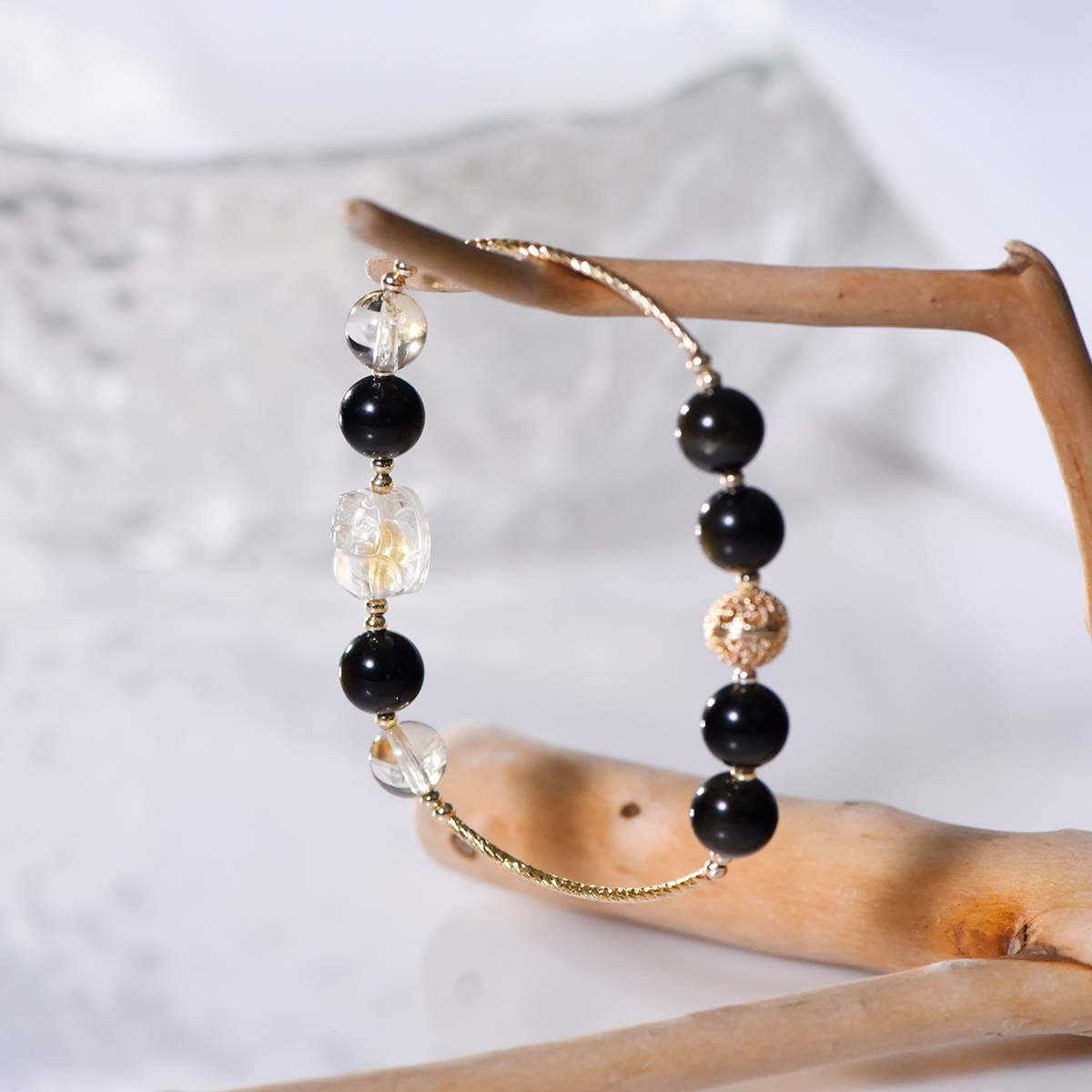 Feng Shui Obsidian Bracelet – Protective Gold Obsidian Energy for Balance