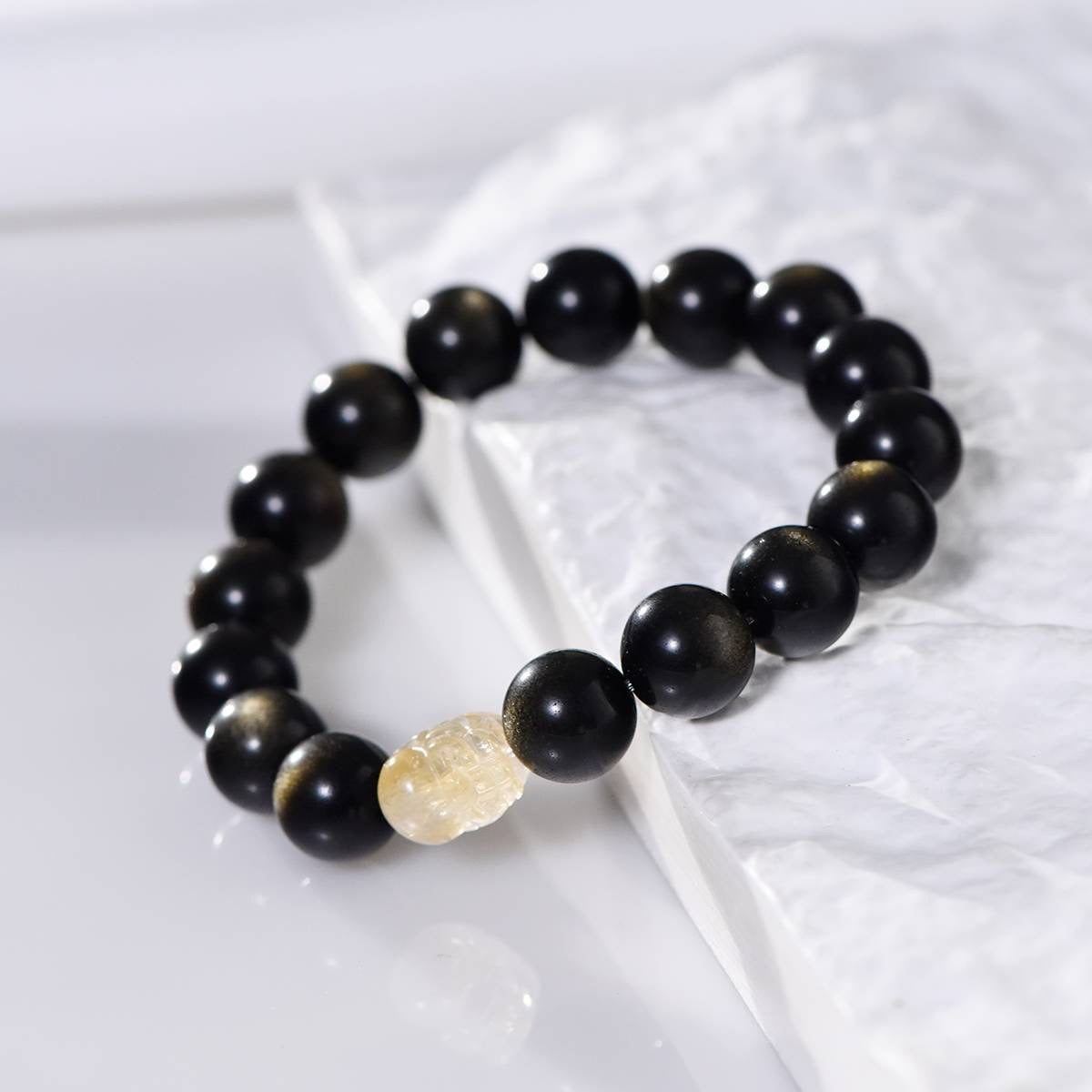 Feng Shui Obsidian Bracelet – Protective Gold Obsidian Energy for Balance