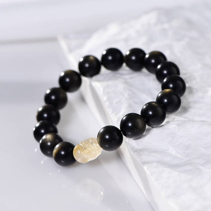 Feng Shui Obsidian Bracelet – Protective Gold Obsidian Energy for Balance