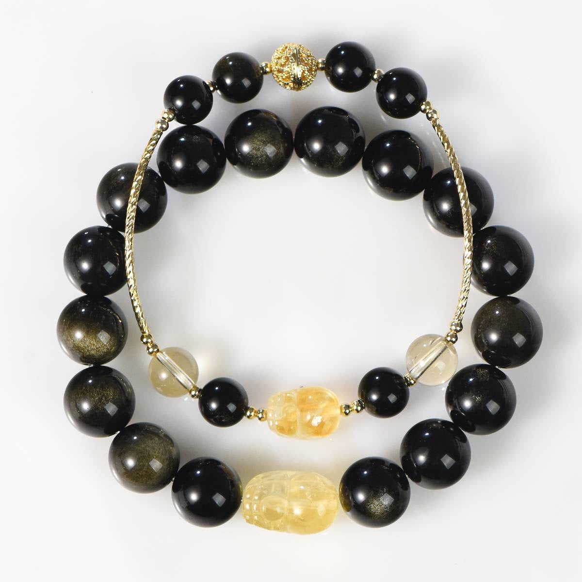 Feng Shui Obsidian Bracelet – Protective Gold Obsidian Energy for Balance