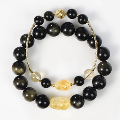 Feng Shui Obsidian Bracelet – Protective Gold Obsidian Energy for Balance