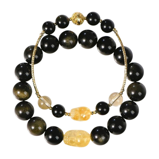 Feng Shui Obsidian Bracelet – Protective Gold Obsidian Energy for Balance