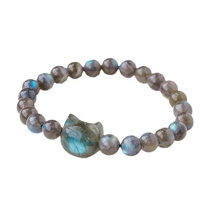 Faceless Cat Labradorite Bead Bracelet – Empower Your Spirit with Mystical Protection
