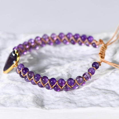 Heart-Shaped Amethyst Crystal Bracelet – Unlock Calm, Clarity, and Love