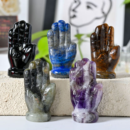 Lapis Lazuli Palm Crystal Figurines – Feng Shui Ornaments for Balance and Harmony