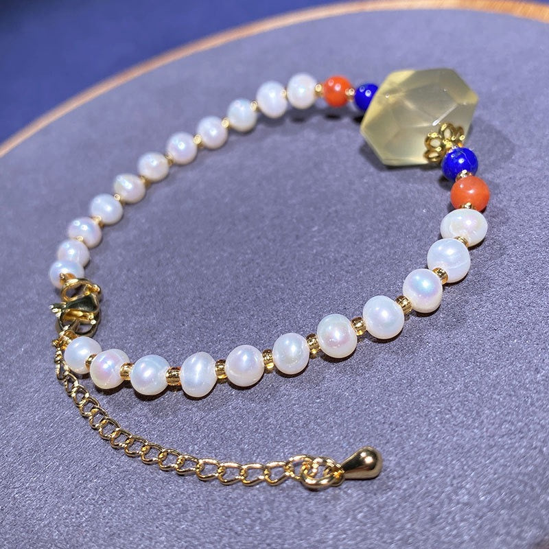 Women's Citrine Bracelet with Pearls – Unlock Abundance and Elegance