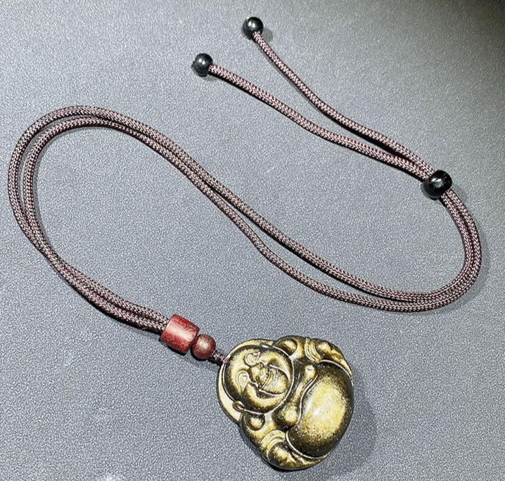  Gold Obsidian Necklace 