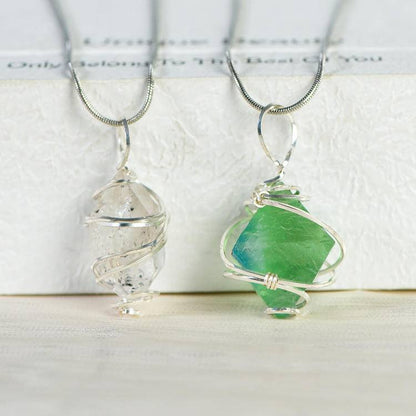 wire wrapped crystal necklace