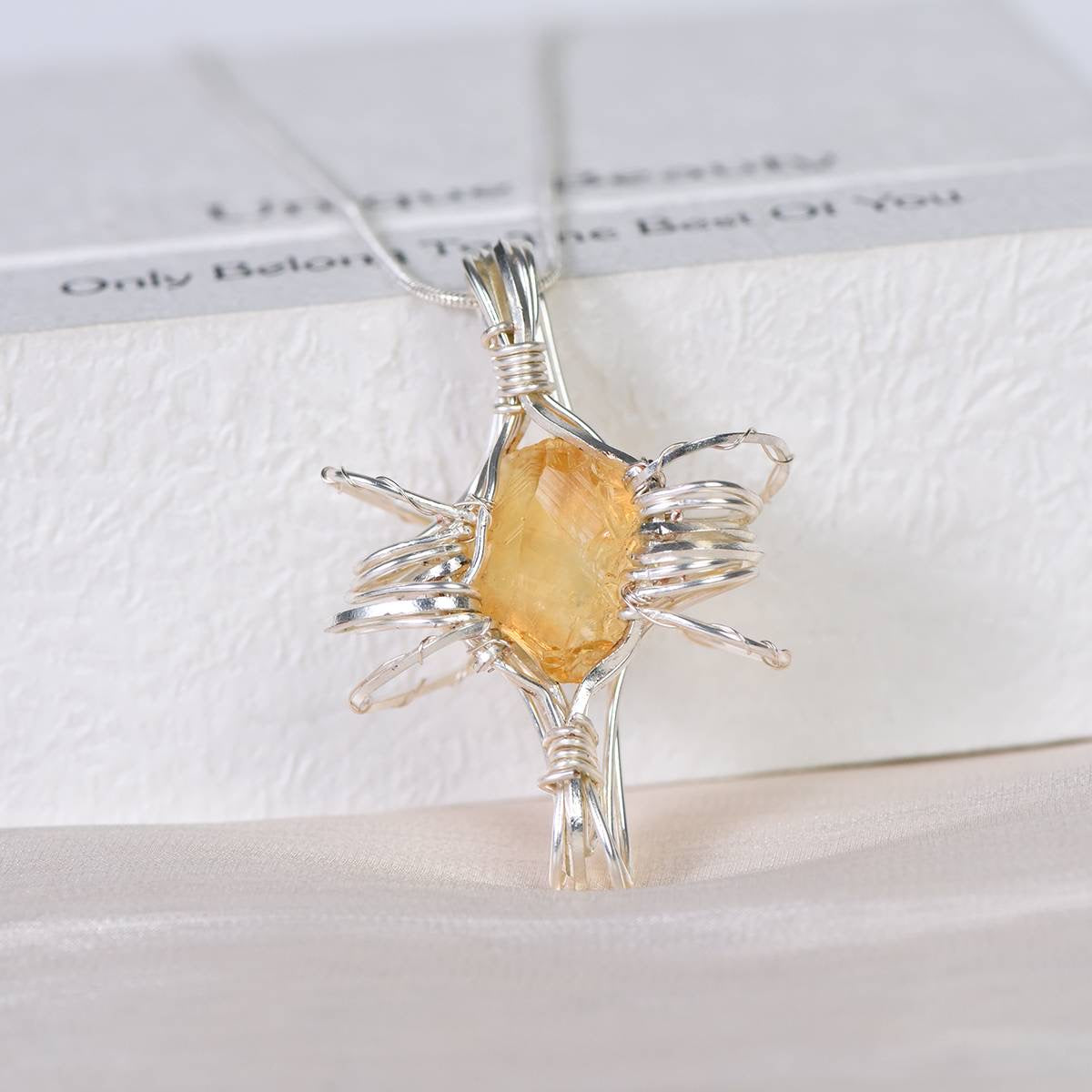 wire wrapped crystal necklace